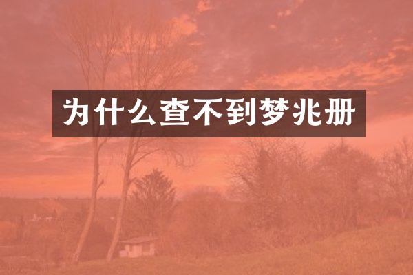 为什么查不到梦兆册