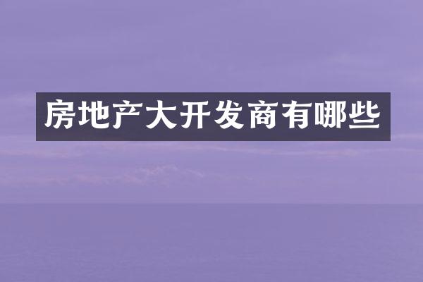 房地产大开发商有哪些
