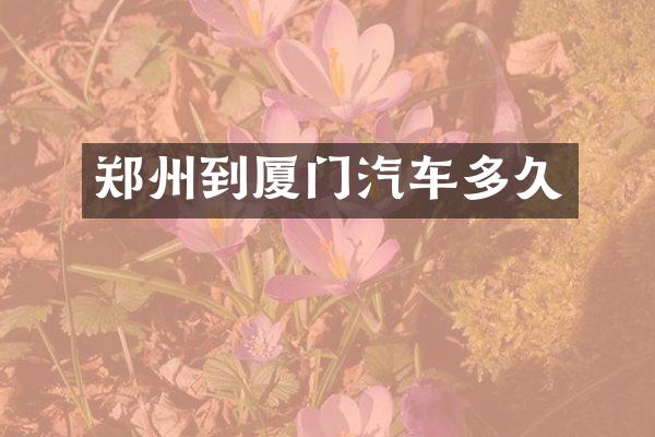 郑州到厦门汽车多久