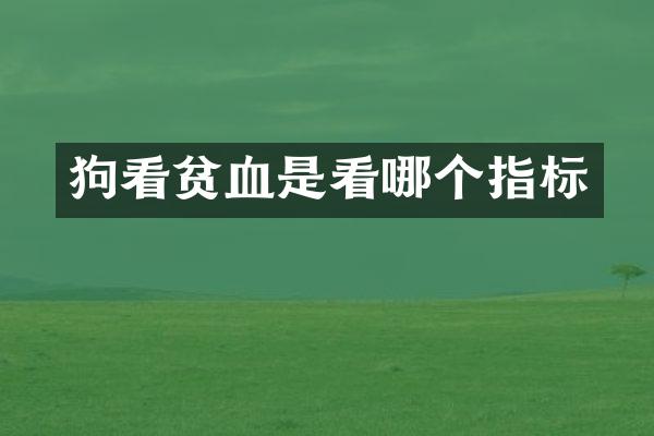 狗看贫血是看哪个指标