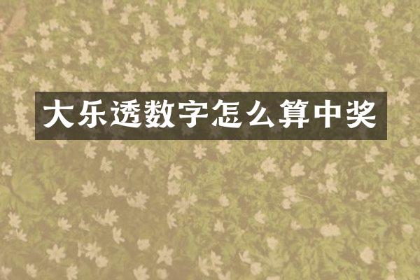 大数字怎么算中奖