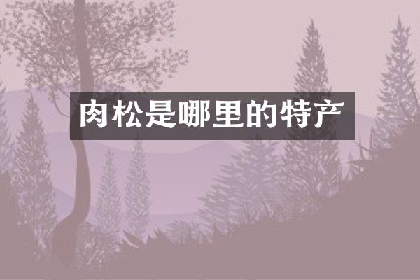 肉松是哪里的特产