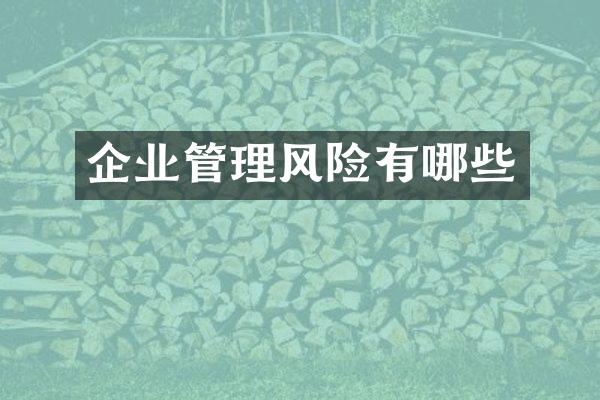 企业管理风险有哪些