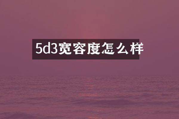 5d3宽容度怎么样