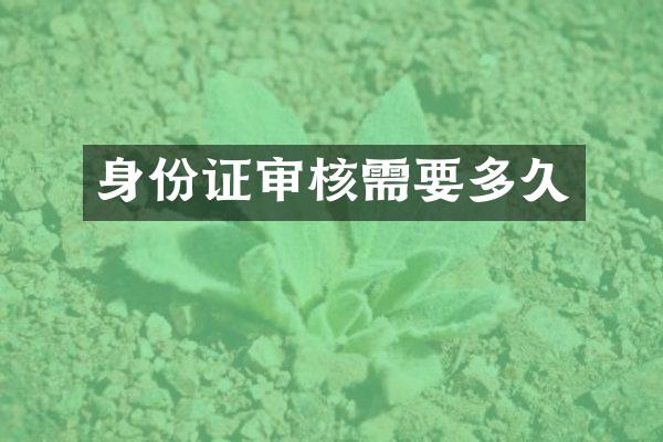 身份证审核需要多久