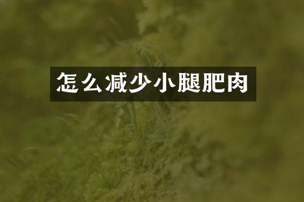 怎么减少小腿肥肉