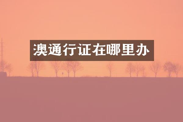 澳通行证在哪里办