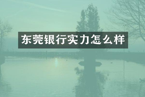 东莞银行实力怎么样
