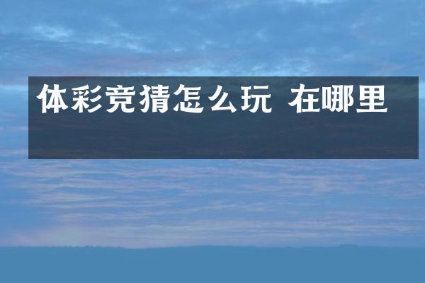体彩竞猜怎么玩 在哪里玩