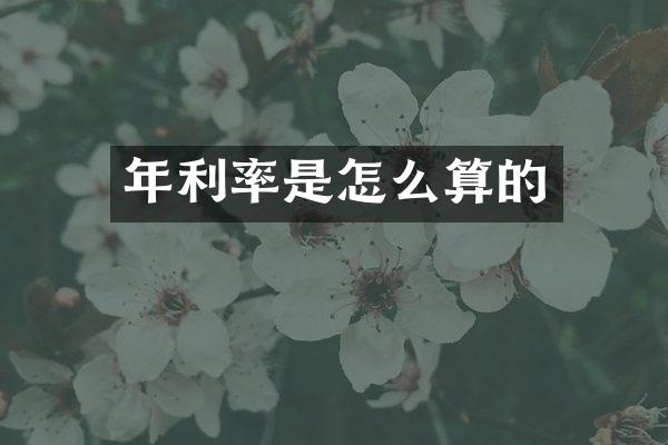 年利率是怎么算的