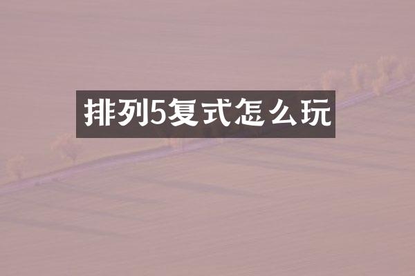 排列5复式怎么玩