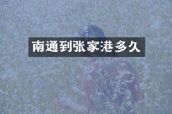 南通到张家港多久
