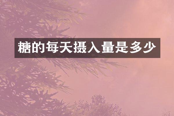糖的每天摄入量是多少