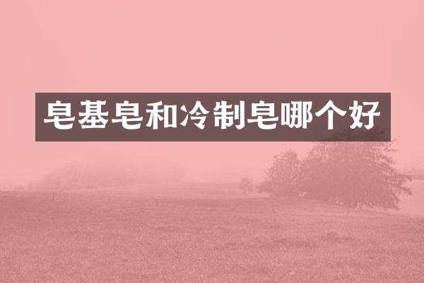 皂基皂和冷制皂哪个好