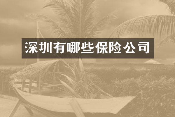 深圳有哪些保险公司