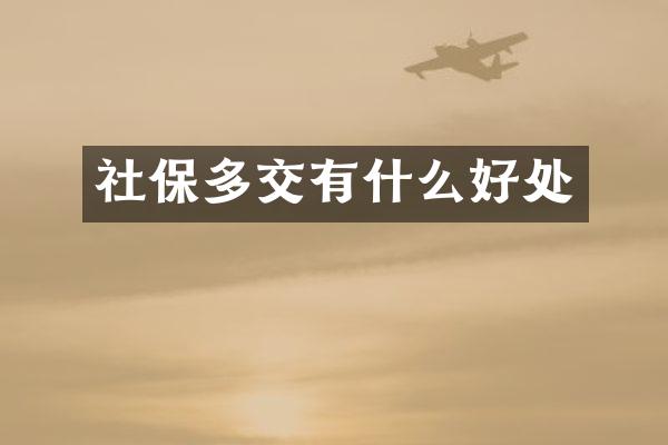 社保多交有什么好处