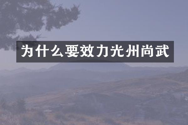 为什么要效力光州尚武