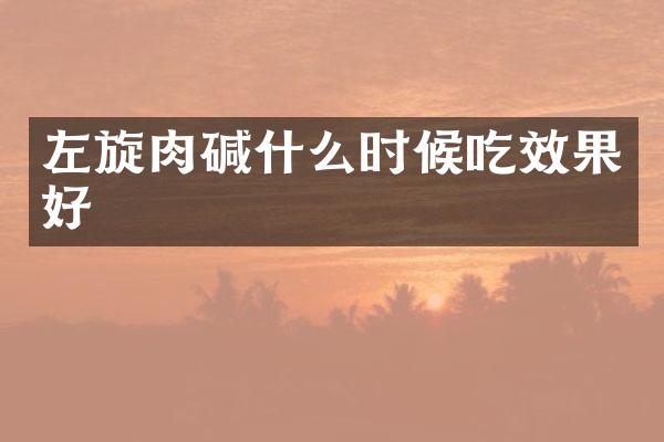左旋肉碱什么时候吃效果好