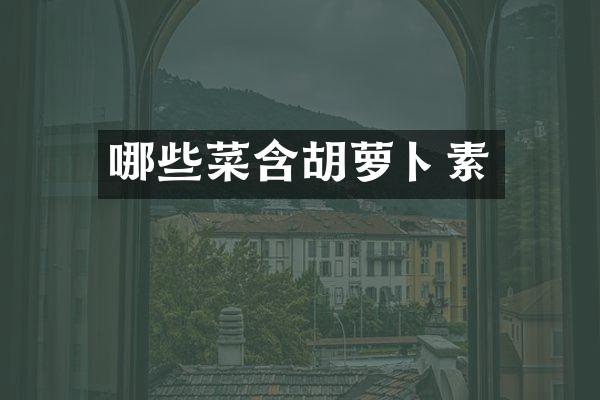 哪些菜含胡萝卜素