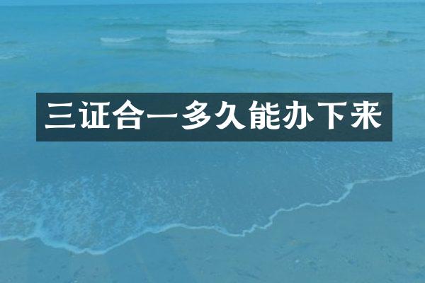 三证合一多久能办下来