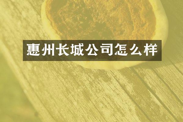 惠州长城公司怎么样