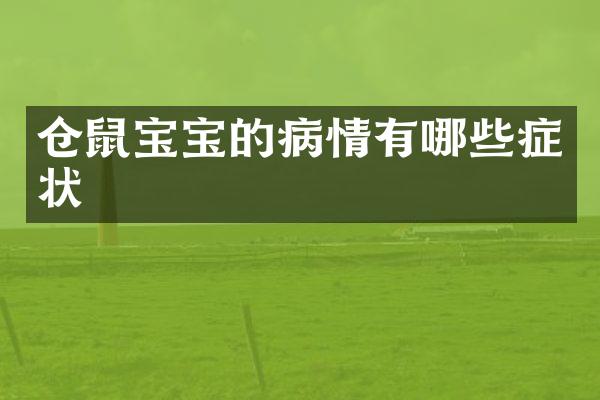 仓鼠宝宝的病情有哪些症状