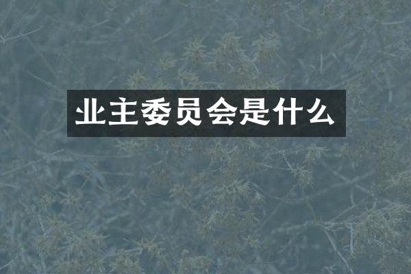 业主委员会是什么
