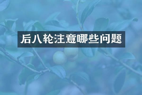 后八轮注意哪些问题