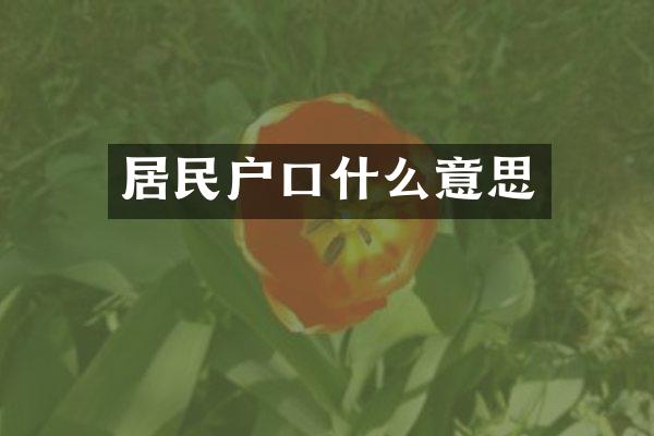 居民户口什么意思