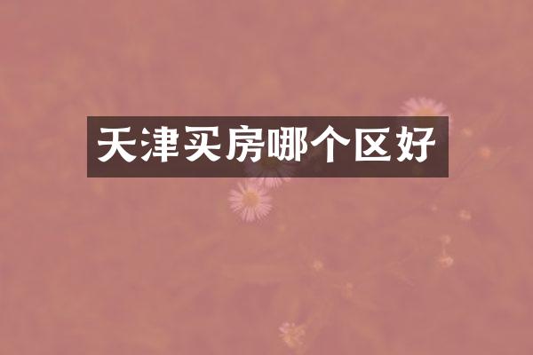 天津买房哪个区好