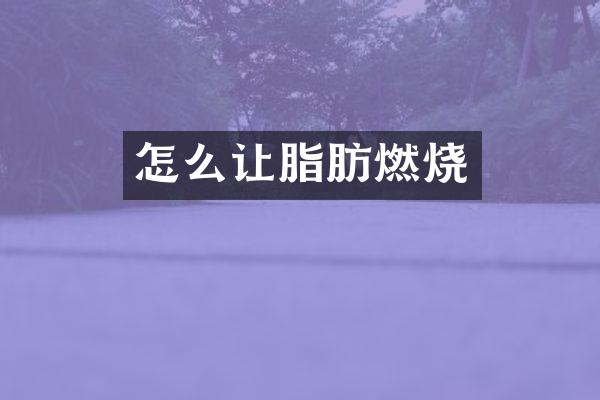 怎么让脂肪燃烧