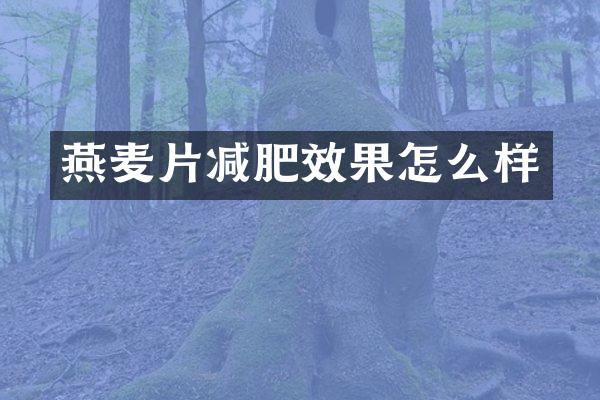 燕麦片减肥效果怎么样