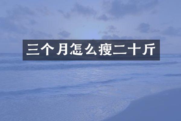 三个月怎么瘦二十斤