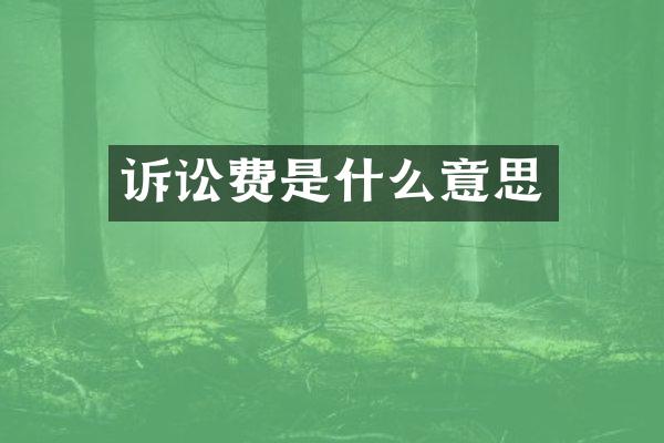诉讼费是什么意思