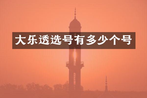 大选号有多少个号