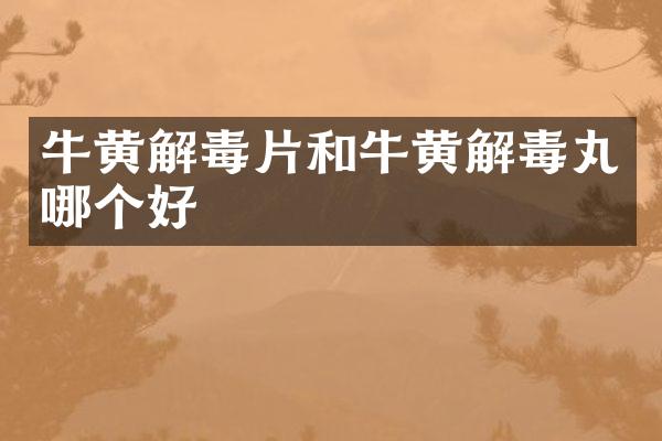 牛黄解毒片和牛黄解毒丸哪个好