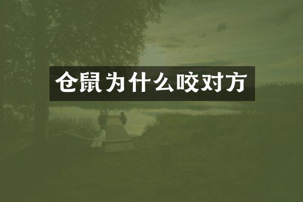 仓鼠为什么咬对方