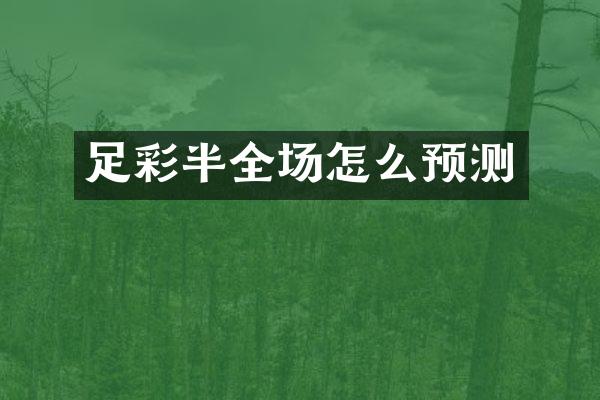 足彩半全场怎么预测