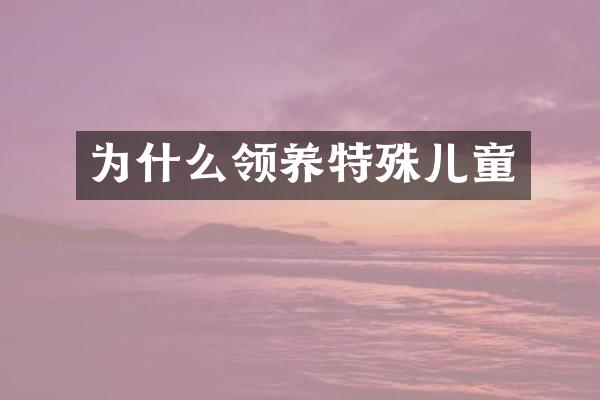 为什么领养特殊儿童