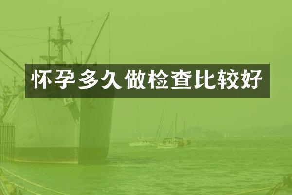 怀孕多久做检查比较好