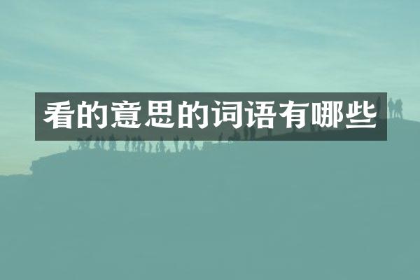 看的意思的词语有哪些