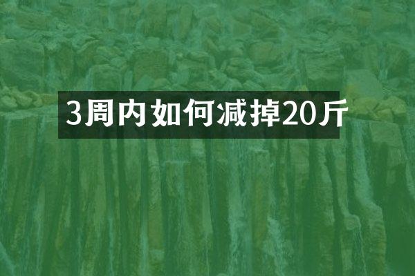 3周内如何减掉20斤