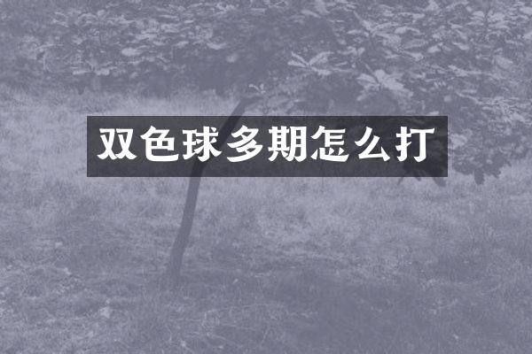 双色球多期怎么打
