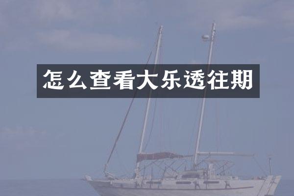 怎么查看大往期