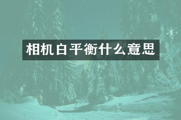 相机白平衡什么意思