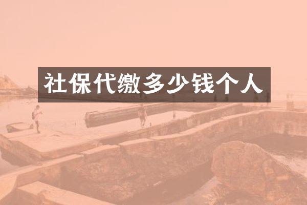 社保代缴多少钱个人