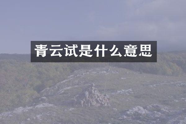 青云试是什么意思