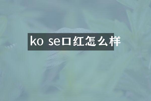 ko se口红怎么样