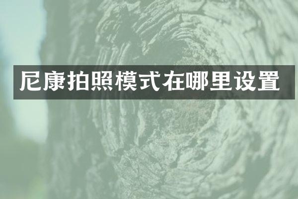 尼康拍照模式在哪里设置