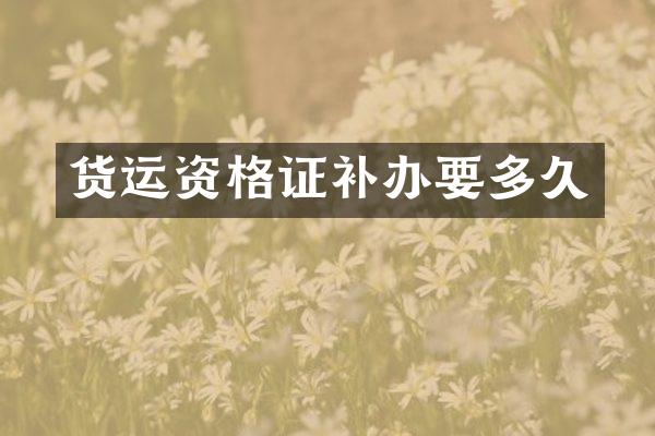 货运资格证补办要多久
